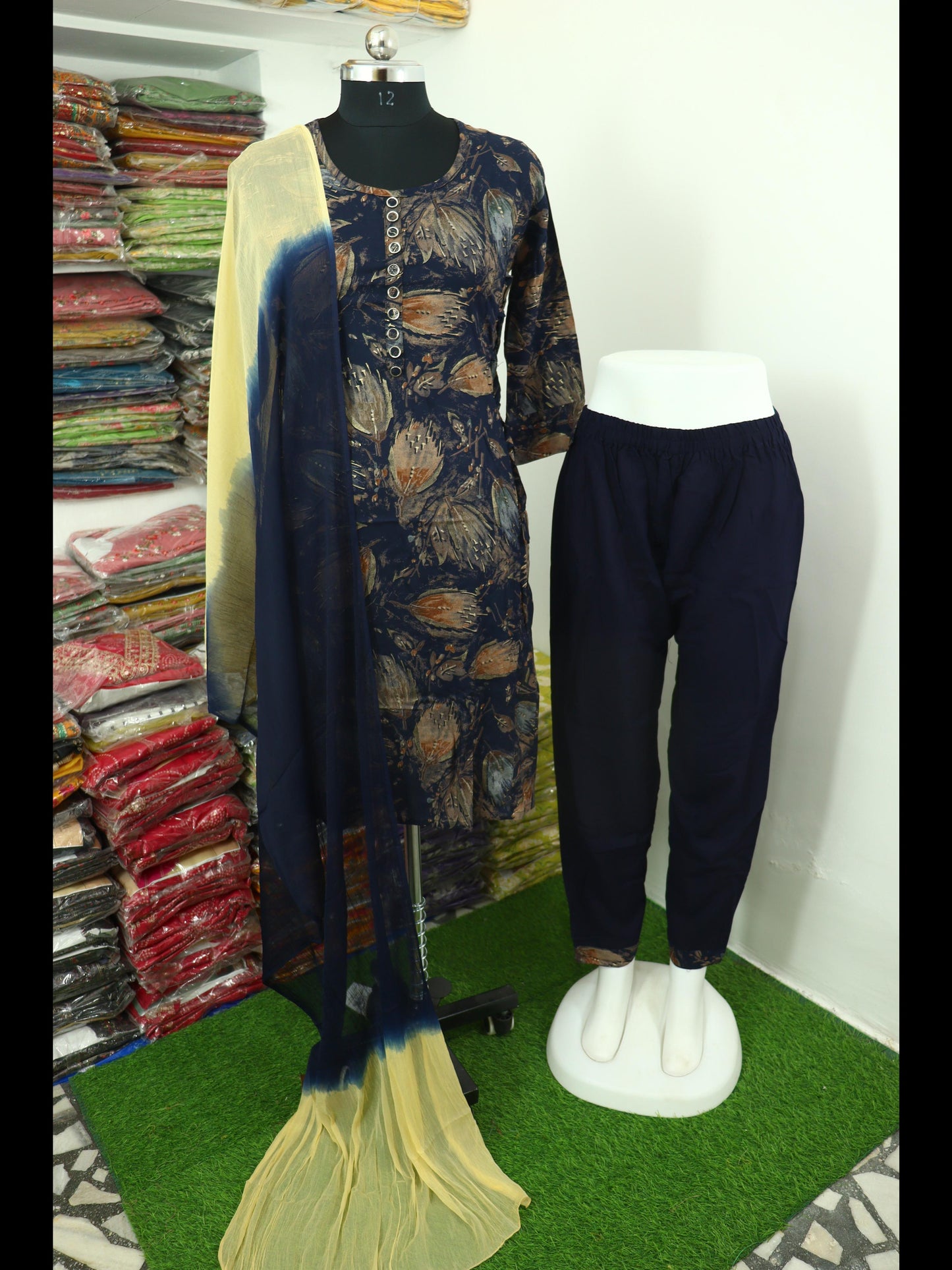 Viscose Rayon kurta pant dupatta set