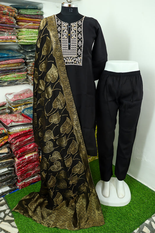 Luxurious Silk Kurta, Pant & Dupatta Set
