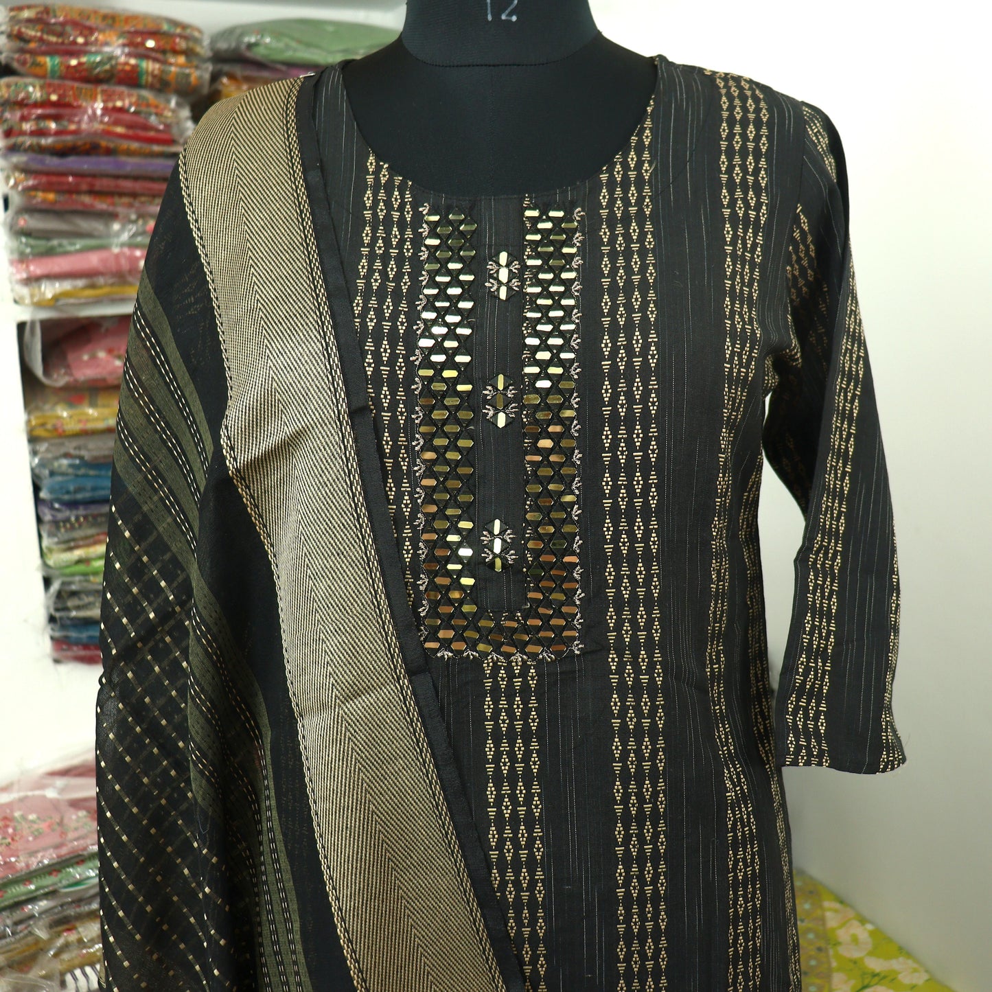 cotton blend kurta pant and dupatta set