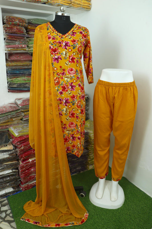 Quality Viscose Rayon kurta pant dupatta set