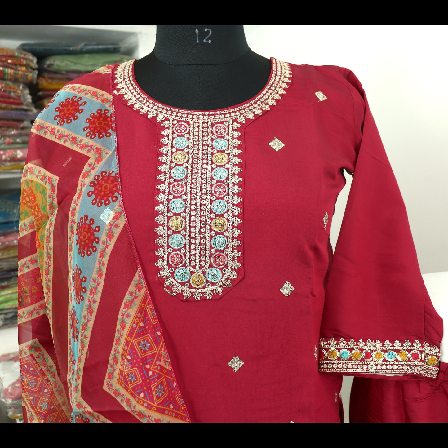 Silk Kurta, Pant and Dupatta Set