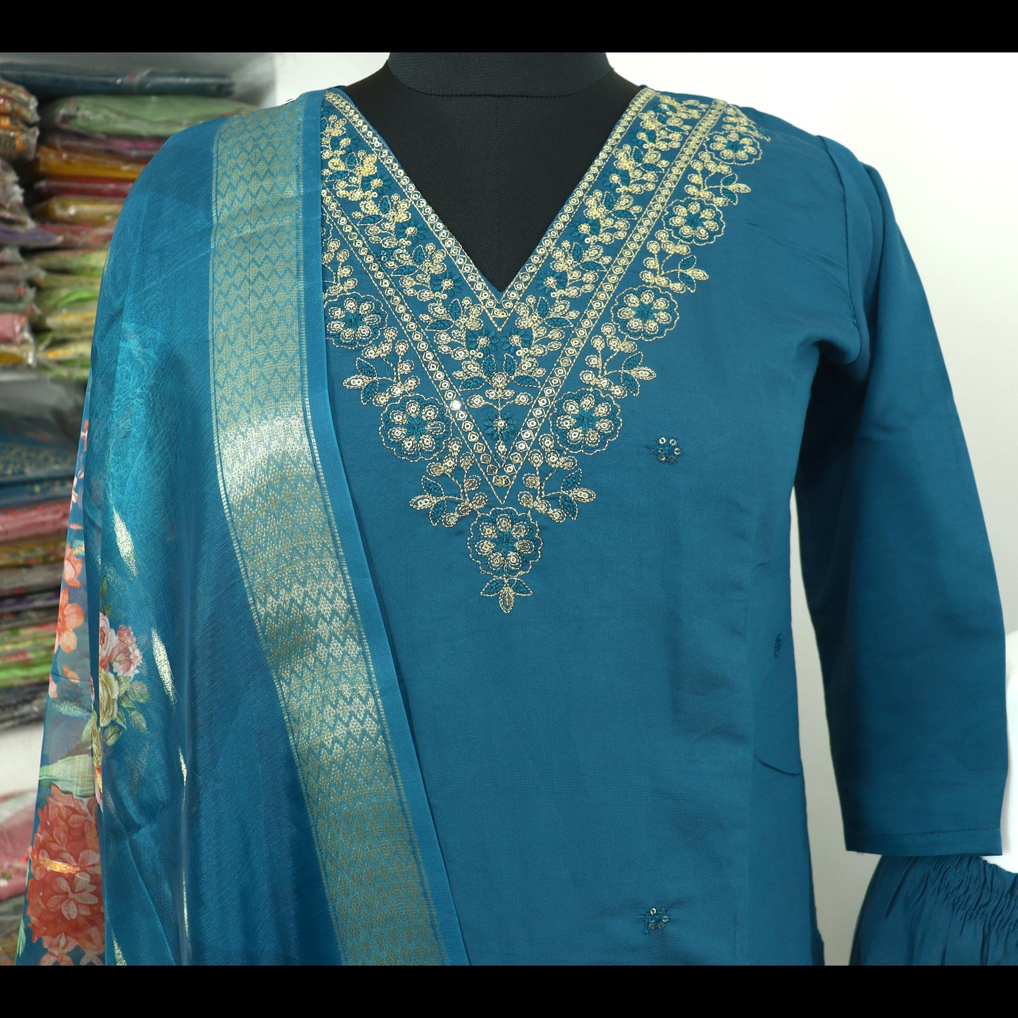Roman silk Kurta pant and dupatta set