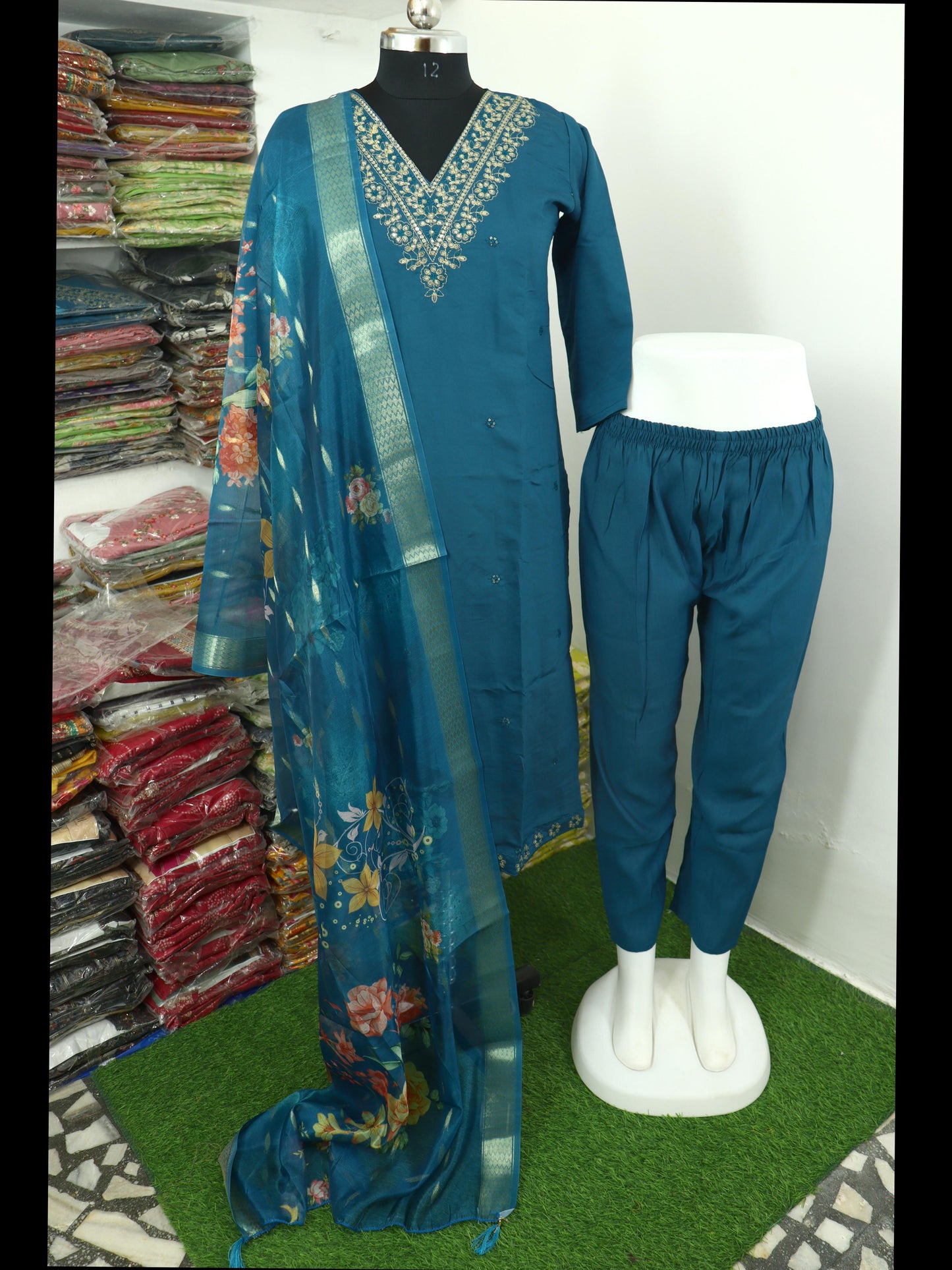 Roman silk Kurta pant and dupatta set