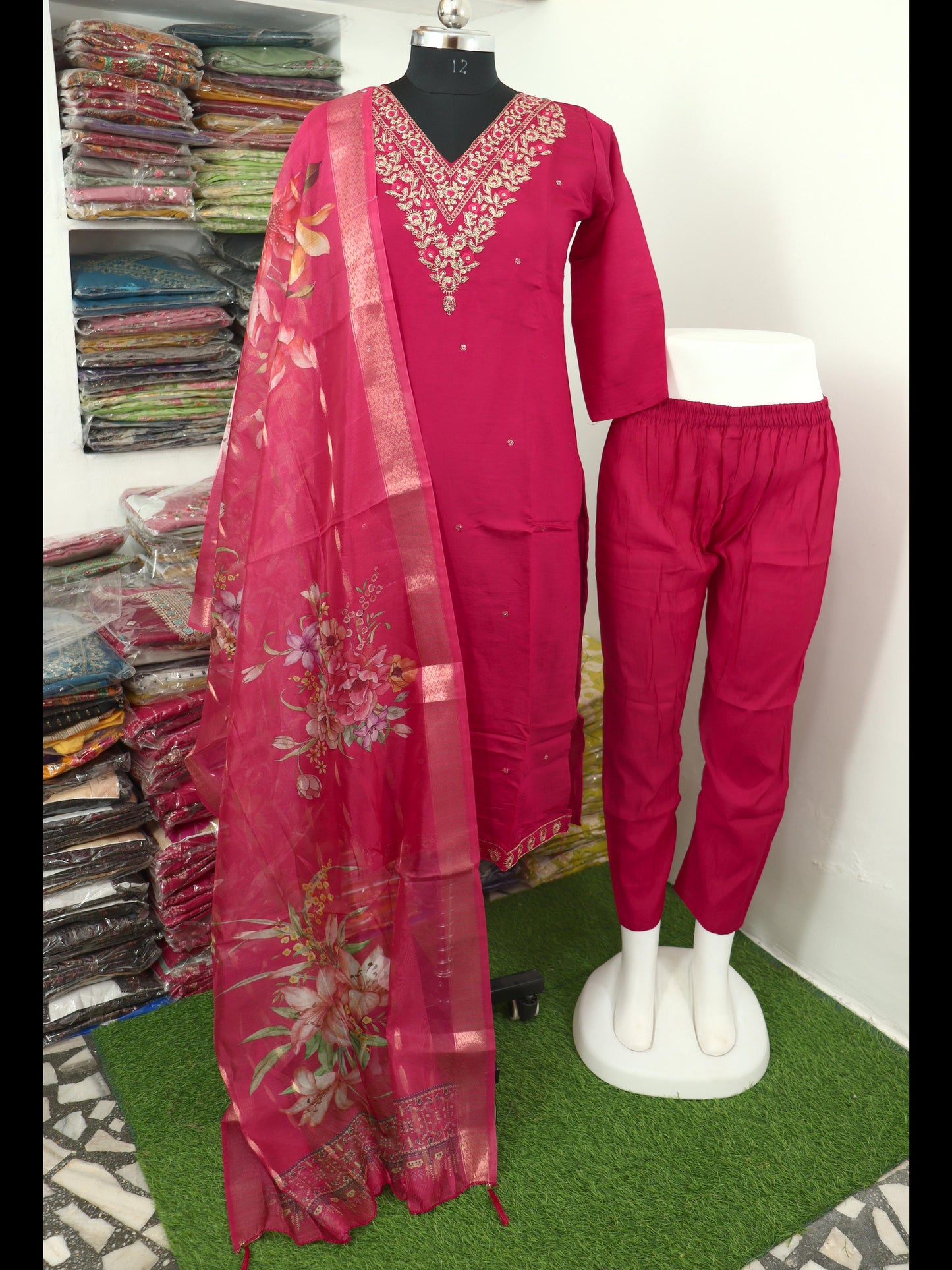 Silk Kurta, Pant and Dupatta Set