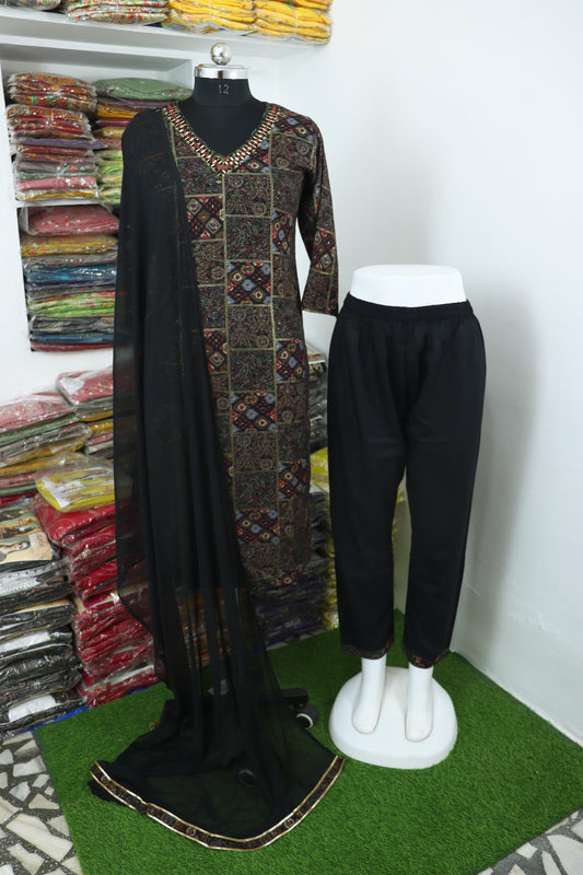 Quality Viscose Rayon kurta pant dupatta set