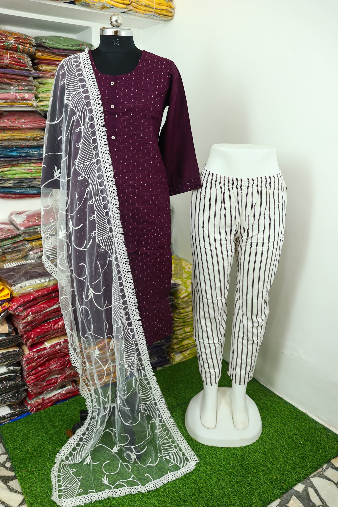 cotton blend dupatta set