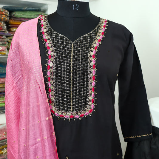 Luxurious Silk Kurta, Pant, Dupatta set