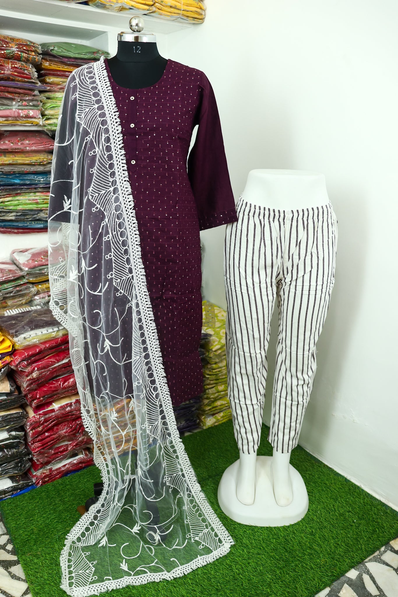 cotton blend dupatta set