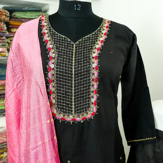 Luxurious Silk Kurta, Pant, Dupatta set